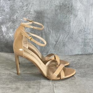 Stuart Weitzman Women's Nude Cross-Strap Round-Toe Ankle-Strap Sandals SZ 11